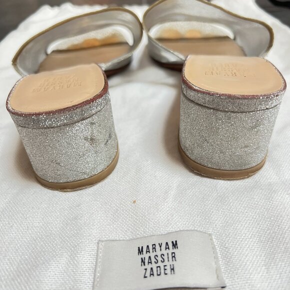 GUC Maryam Nassir Zadeh Mnz Sophie Slides, Mules 36.5, Silver Glitter - Picture 4 of 16